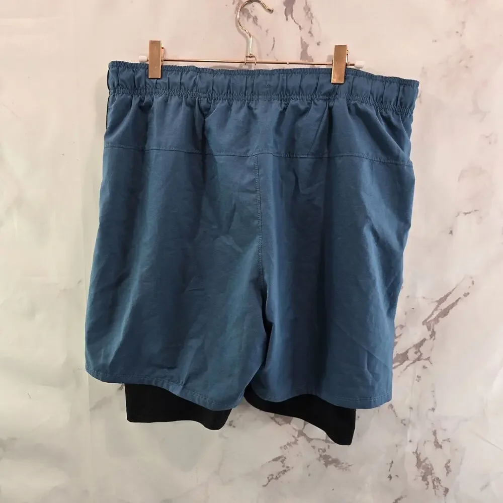 The North Face Shorts Mens Large Lined Running Blue Black Climbing Bike